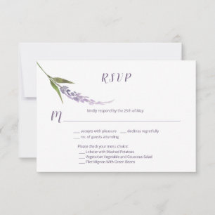 Single Floral Stem Purple Lavender   RSVP Card