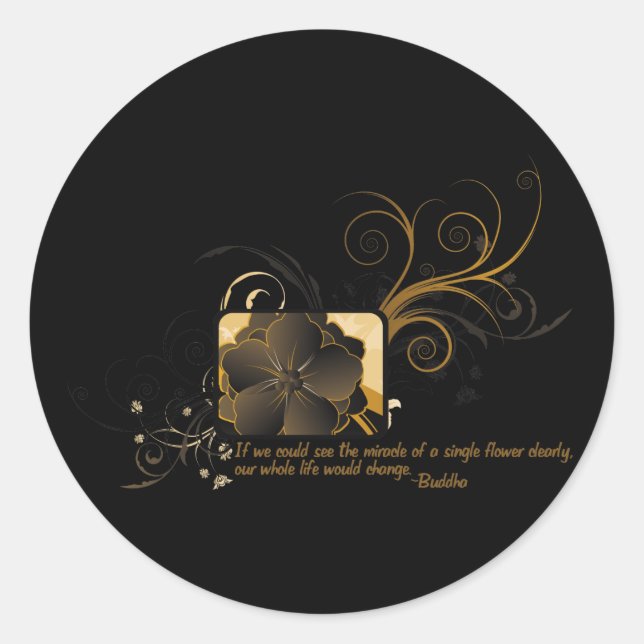 Single Flower Buddha Classic Round Sticker (Front)