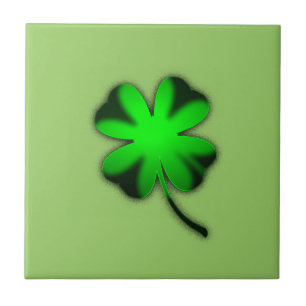 Single Four Leaf Clover Ceramic Tile