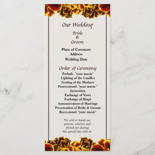 Single French Marigold Wedding Program Programme