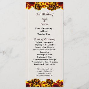 Single French Marigold Wedding Program Programme