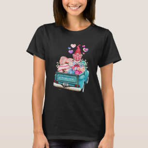 Single Gnome Girl Car Flowers Pastel Tie dye Valen T-Shirt