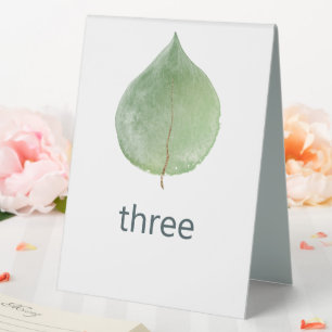 Single Green Eucalyptus Leaf Wedding Numbers