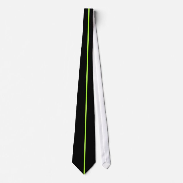 Single Green+Yellow Stripe on Black Tie (Front)