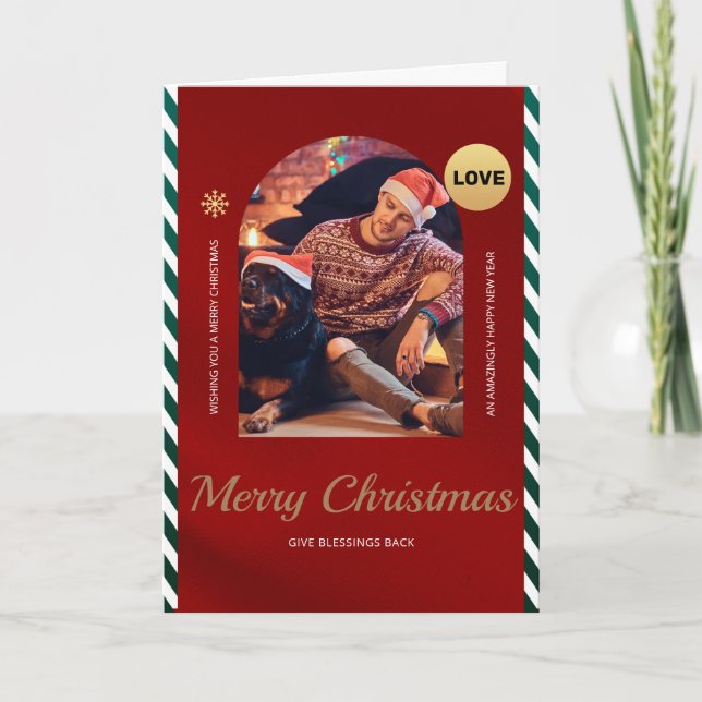 Single Guy Christmas Card with Dog 5x7" (Front)