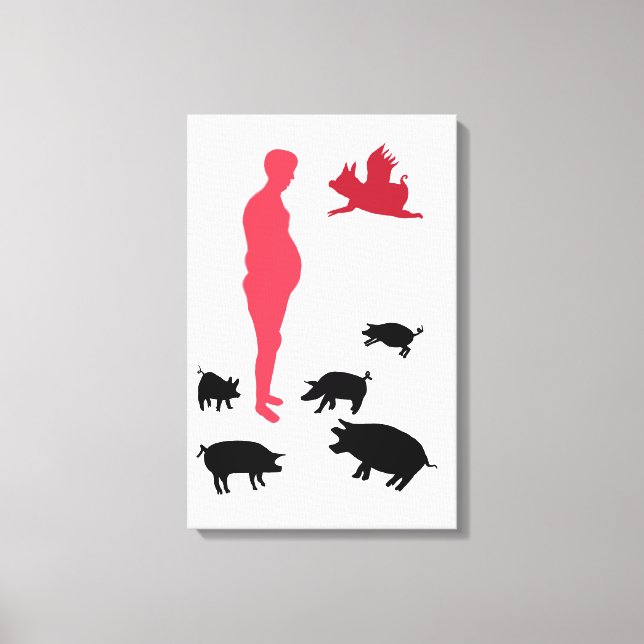 Single, Happy Meal Be Vegeterian ,The Farm Canvas Print (Front)