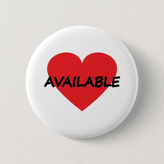 single heart available 6 cm round badge (Front)