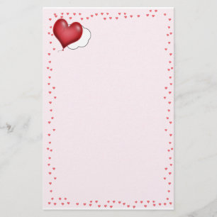 Single Heart Balloon Flying Solo Stationery