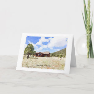 Single House Country Living Watercolor Card