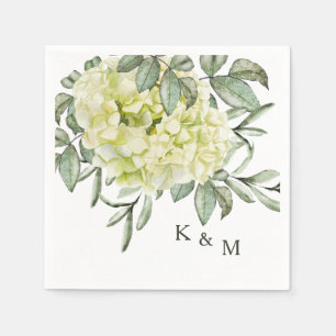 Single Hydrangea Foliage Monogram Cocktail Napkins