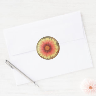 Single Indian Blanket Flower Classic Round Sticker