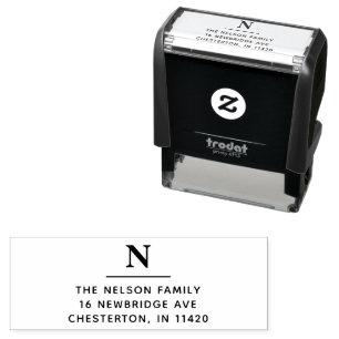 Single Initial Family Monogram Return Address Self-inking Stamp