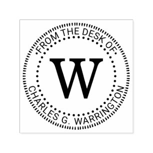 Single Initial Letter Monogram “from the desk of” Self-inking Stamp