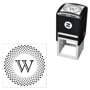 Single Initial Monogram Round Dotted Frame #3CO Self-inking Stamp