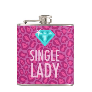 Single Lady Leopard Bridal Party Hip Flask