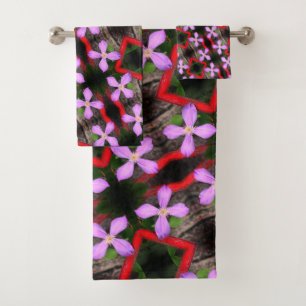 Single Lavender Clematis Flower Abstract Pattern   Bath Towel Set