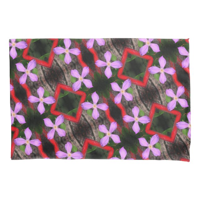 Single Lavender Clematis Flower Abstract Pattern Pillowcase (Front)