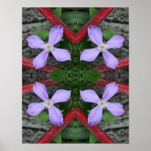 Single Lavender Clematis Flower Abstract Poster