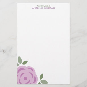 Single Lavender Flower Personalised Stationery