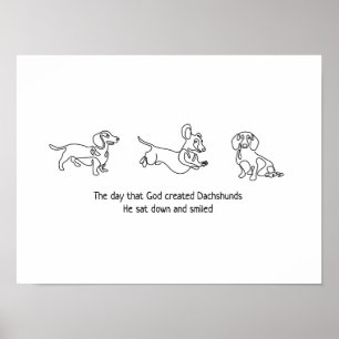 single line art - dachshunds dog poster