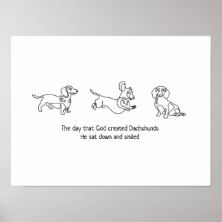 single line art - dachshunds dog poster
