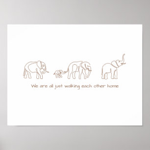 Single line art- elephant poster