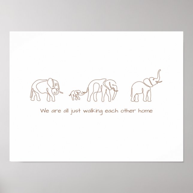 Single line art- elephant poster (Front)