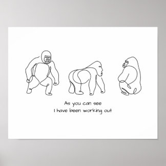 Single line art — gorilla poster