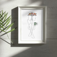 Single Line Art of a Bookish Girl Reading