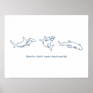 Single line art - shark poster