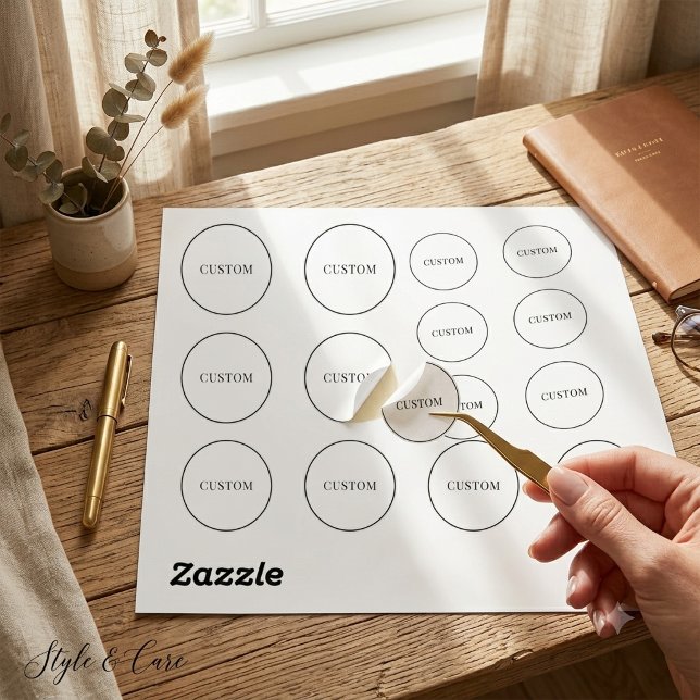 Single Line Custom Text Round Sticker Sheet (Single Line Custom Text Round Sticker Sheet)