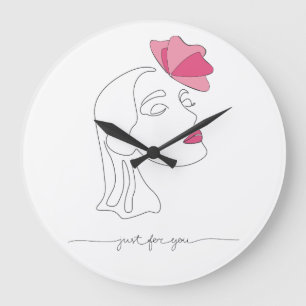 Single line drawing - Just for you Large Clock