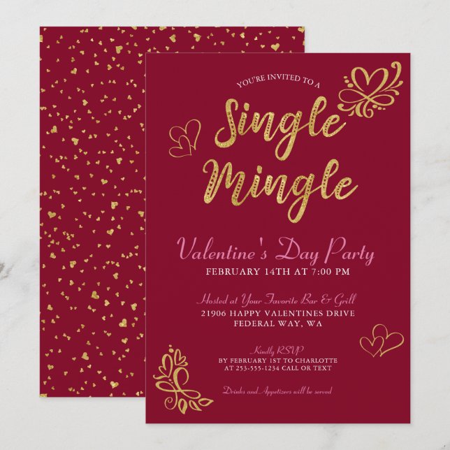 Single Mingle Valentine's Day Party Invitation (Front/Back)