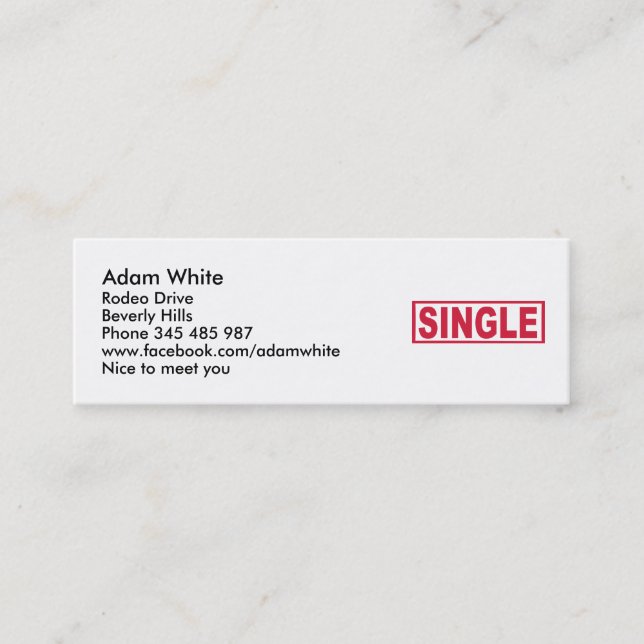 Single Mini Business Card (Front)