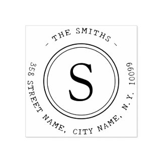 Single Monogram Family Name Rubber Stamp