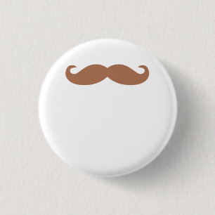 single moustache 3 cm round badge