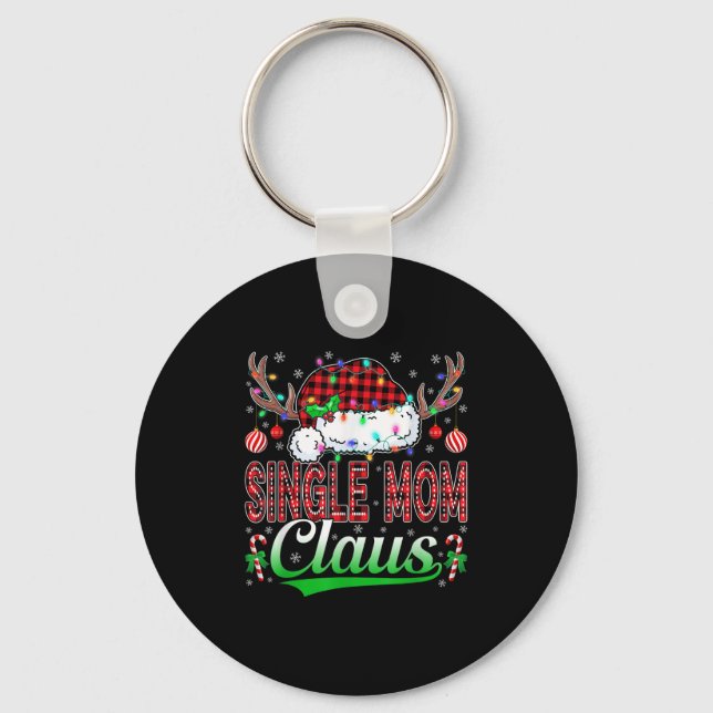 Single Mum Claus Christmas Light Matching Family X Key Ring (Front)