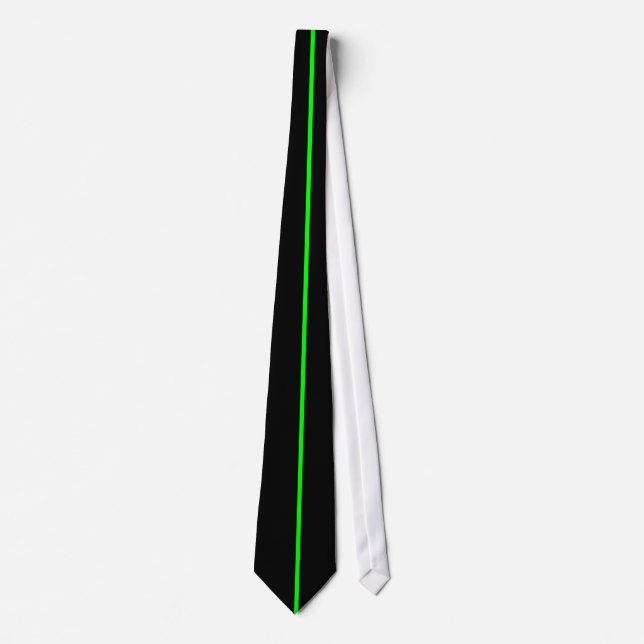 Single Neon Green Stripe on Black Tie (Front)