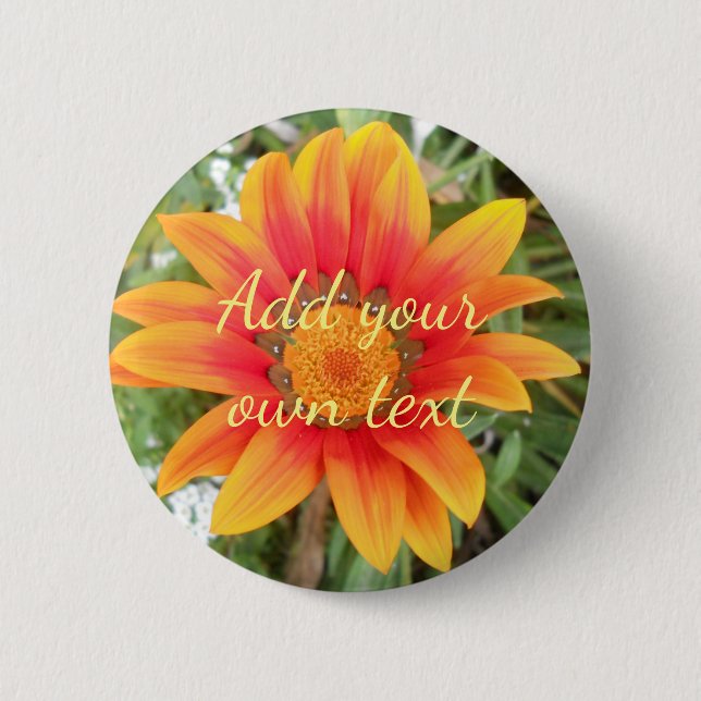 Single Orange Flower Custom Text 6 Cm Round Badge (Front)