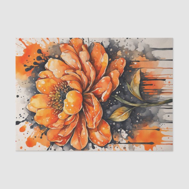 Single Orange Flower Spring Decoupage Paper (Front)