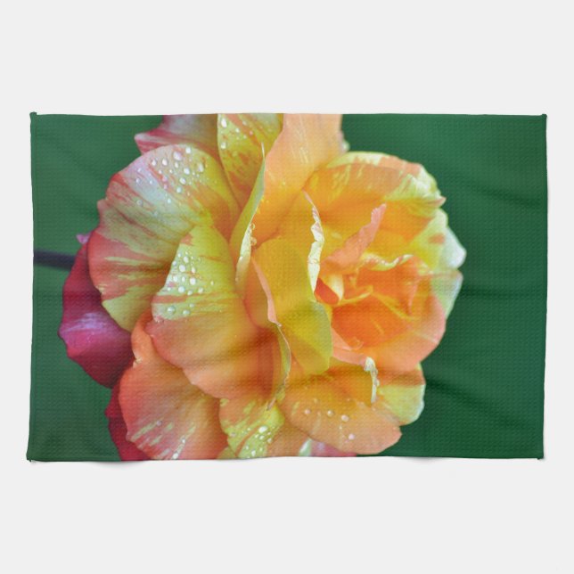 Single orange tea rose towel (Horizontal)