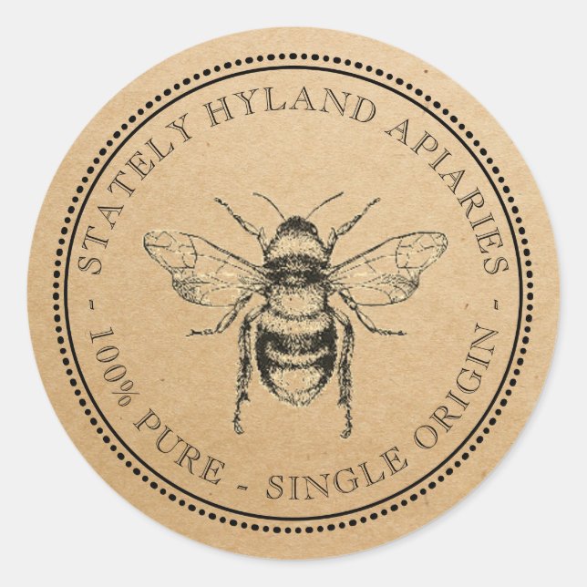 Single Origin Your Name Here Kraft Honey Jar Label (Front)