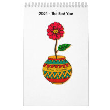 Single Page Floral 2024 Calendar