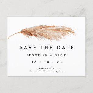 Single Pampas Grass Save The Date Postcard