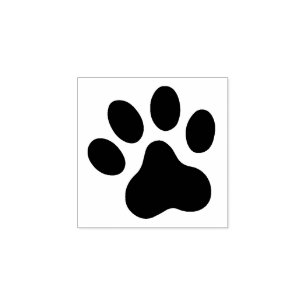 Single paw print rubber stamp