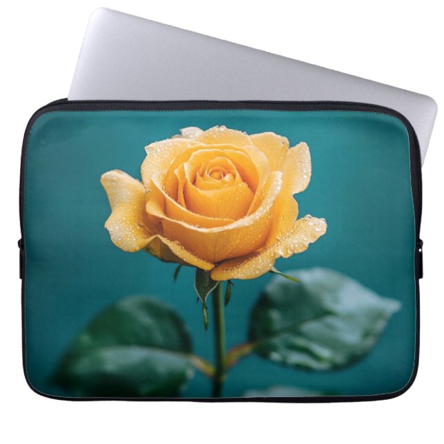 Single Peach Rose Laptop Sleeve (Front)