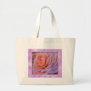Single Peach Rose Large Tote Bag
