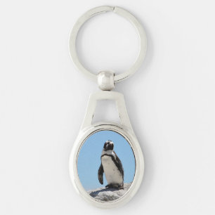 Single Penguin Blue Sky Key Ring