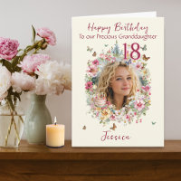 Single Photo Floral Birthday Card