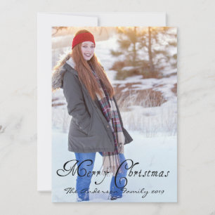 Single Photo Merry Christmas Polka Dots Holiday Card